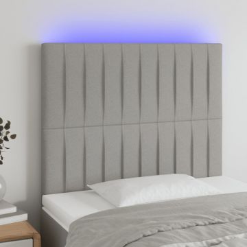LED горна табла за легло, светлосива, 90x5x118/128 см, плат