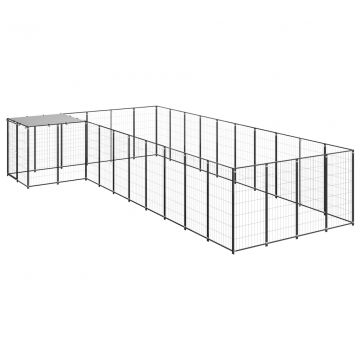 Клетка за кучета, черна, 13,31 м², стомана