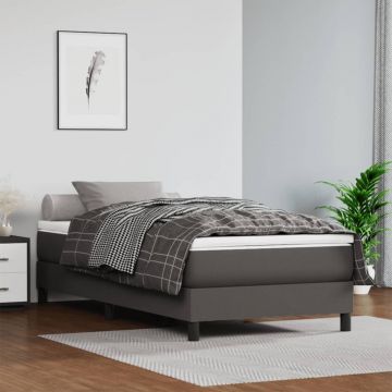 Матрак с покет пружини средна твърдост сив 120x190x20 см изкуствена кожа
