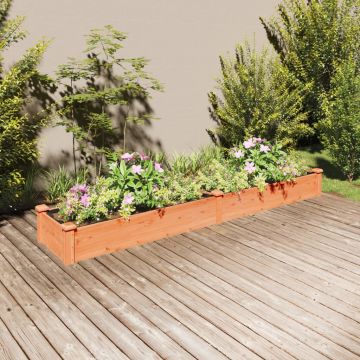 Градинска повдигната леха с вложка кафяв 240x45x25 см ела масив