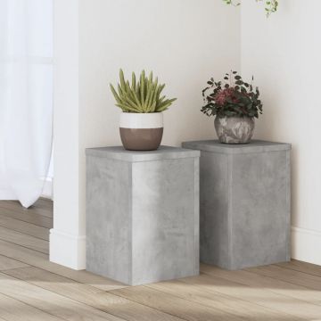 Стойки за растения 2 бр бетонно сиви 20x20x30см инженерно дърво