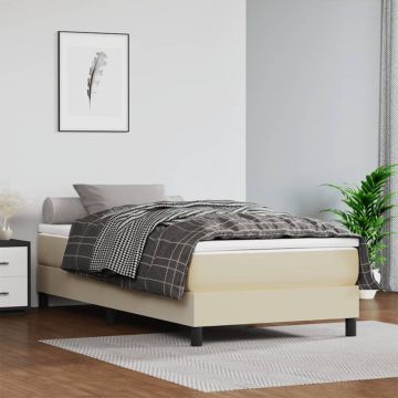 Матрак с покет пружини средна твърдост кремав 90x190x20 см изкуствена кожа