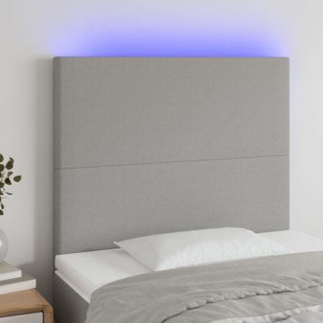 LED горна табла за легло, светлосива, 100x5x118/128 см, плат