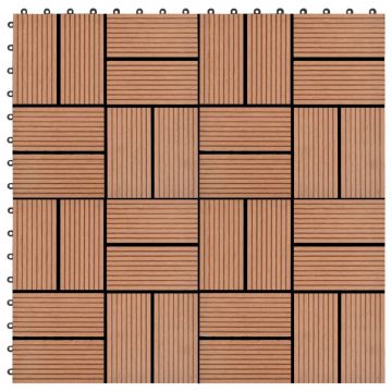 22 бр декинг плочки Tiago, 30x30 см, 2 кв.м., WPC, кафяви