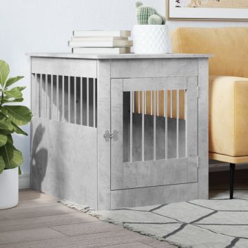 Клетка за куче мебел, бетонносив, 64,5x80x71см, инженерно дърво