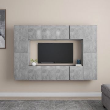 Комплект ТВ шкафове от 8 части Mellor, бетонно сиви, ПДЧ