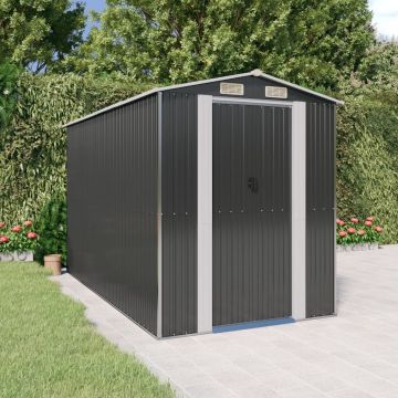Градинска барака антрацит 192x357x223 см поцинкована стомана