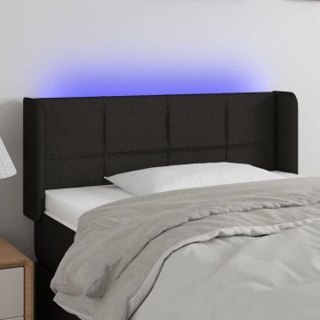 LED горна табла за легло, черна, 93x16x78/88 см, плат