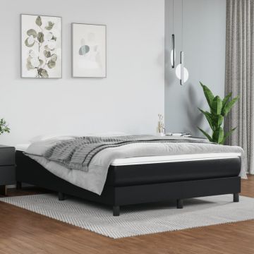 Матрак с покет пружини средна твърдост черен 140x200x20 см изкуствена кожа