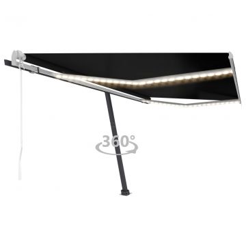 Автоматичен сенник LED сензор за вятър 450x350 см антрацит Lacey-Mae