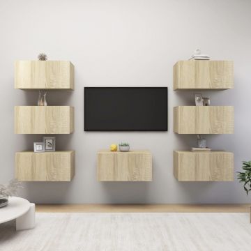 ТВ шкафове, 7 бр, дъб сонома, 30,5x30x60 см, инженерно дърво