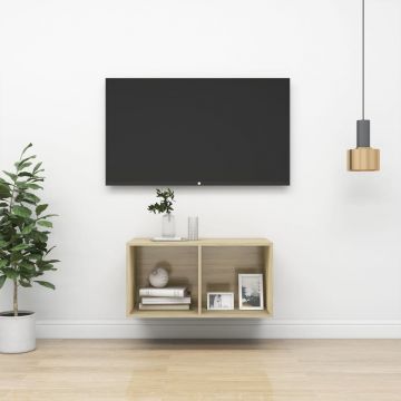 ТВ шкаф за стенен монтаж дъб сонома 37x37x72 см инженерно дърво