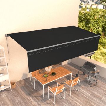 Ръчно прибиращ се сенник с щора Isobella, 6x3 м, антрацит