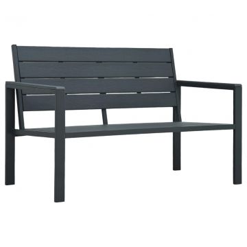 Градинска пейка, 120 cм, HDPE, сива, имитация на дърво
