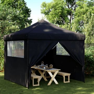 Сгъваема парти шатра pop-up с 4 странични стени черна