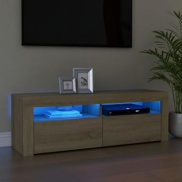 ТВ шкаф с LED осветление Shane, дъб сонома, 120x35x40 см