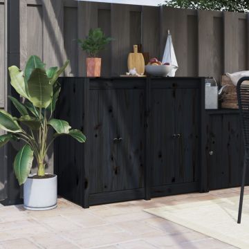 Кухненски вратички за открито MEPPEL 2 бр черни 50x9x82 см бор масив