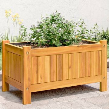Градинска кашпа с вложка 54x31x30 см масивна акация