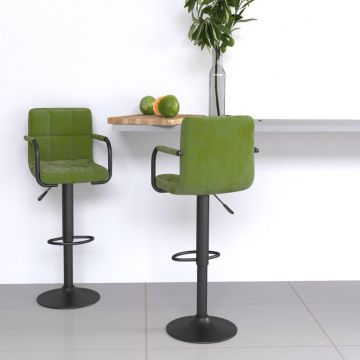 Бар табуретки Vishal, 2 бр, светлозелени, кадифе