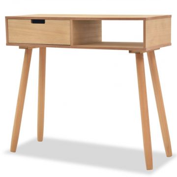 Конзолна маса, иглолистна дървесина масив, 80x30x72 cм, кафява