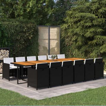 Градински комплект с възглавници 13 части полиратан черен Hackett
