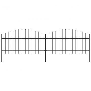 Градинска ограда с пики, (1-1,25)x3,4 м, стомана, черна