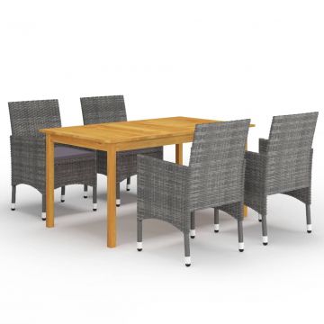 Градински трапезен комплект Weaver, 5 части, сив