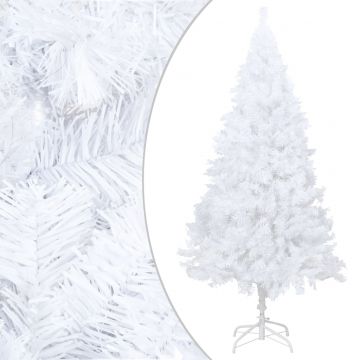 Изкуствена коледна елха с гъсти клонки, бяла, 210 см, PVC
