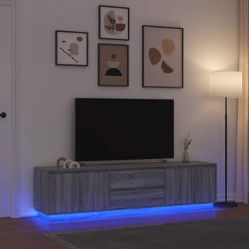 ТВ шкаф с LED осветление, сив сонома, 193,5x41x50 см