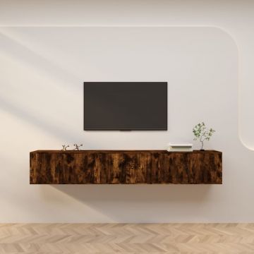 ТВ шкафове със стенен монтаж, 3 бр, опушен дъб, 80x34,5x40 см