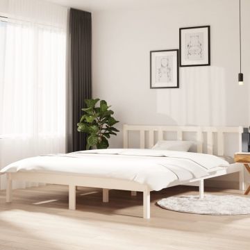 Рамка за легло Chambers, бяла, дърво масив, 150x200 cм, King Size