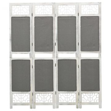 338555  4-Panel Room Divider Grey 140x165 cm Fabric Dainton