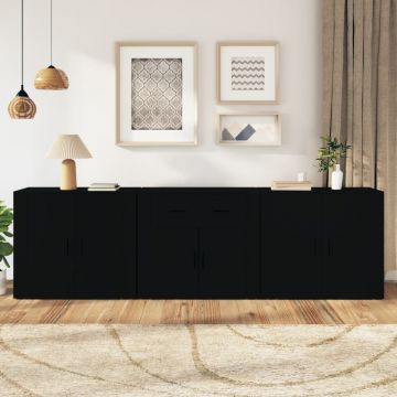 Сайдборди, 3 бр, черни, инженерно дърво