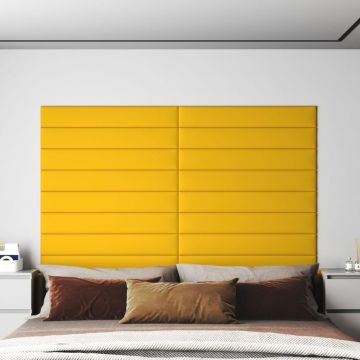 Стенни панели Daniella, 12 бр, жълти, 90x15 см, кадифе, 1,62 м²