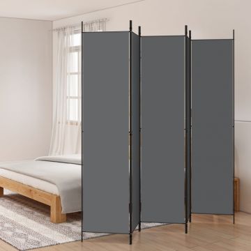 Параван за стая Alaya, 5 панела, антрацит, 250x220 cм, текстил