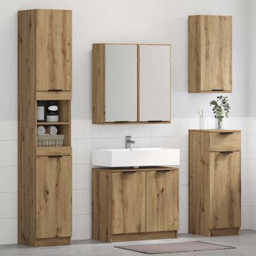 Комплект мебели за баня 4 бр. Дъб 64,5 x 33,5 x 59 см