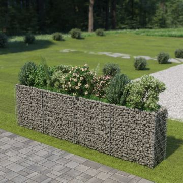 Габион повдигната леха, поцинкована стомана, 360x50x100 cм