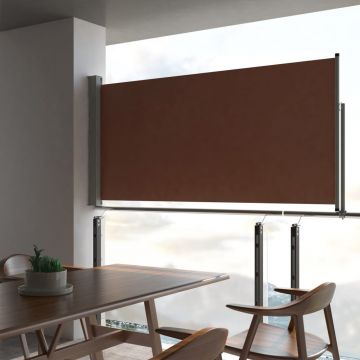 Прибираща се дворна странична тента, 120x300 см, кафява