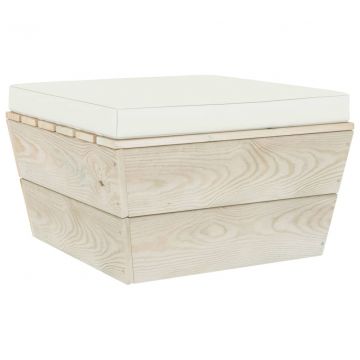 Палетна възглавница за под, 60x60x6 см, кремава, плат