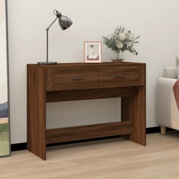 Конзолна маса, кафяв дъб, 100x39x75 см, инженерно дърво