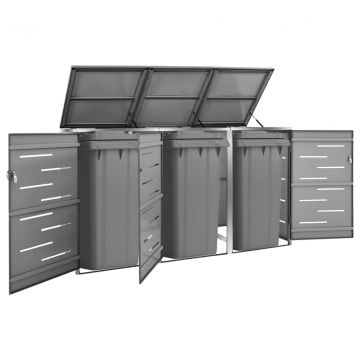 Троен навес за кофа за смет 207x77 Hartman,5x112,5 см инокс
