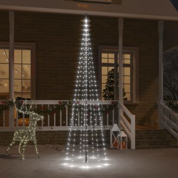 Коледна елха на флагщок, студено бяло, 310 LED, 300 см