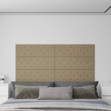 Стенни панели 12 бр капучино 90x30 см изкуствена кожа 3 Lauren,24 м²