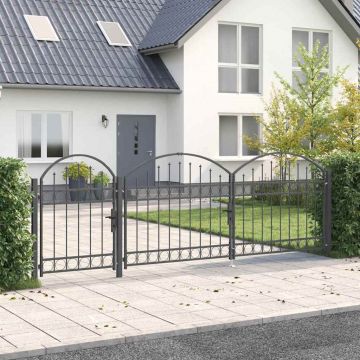 Врата за ограда с аркиран връх ASSEN 4 x 1,25 m Стомана Сив