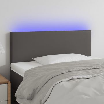 LED Горна табла за легло, сива, 80x5x78/88 см, изкуствена кожа