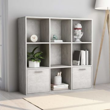 Шкаф библиотека, бетонно сива, 98x30x98 см, инженерно дърво
