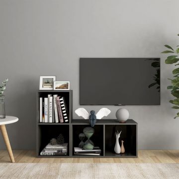 ТВ шкафове Darnell, 2 бр, сив гланц, 72x35x36,5 см, инженерно дърво