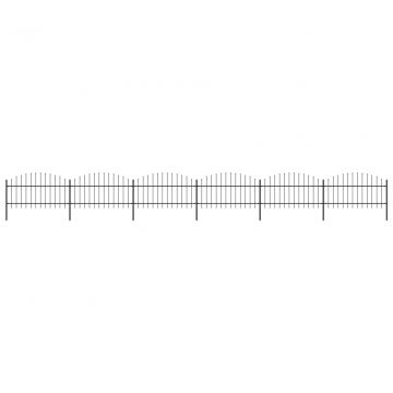 Градинска ограда с пики, стомана, (1-1,25)x10,2 м, черна