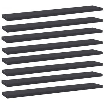 Рафтове за етажерка, 8 бр, сиви, 60x10x1,5 см, ПДЧ