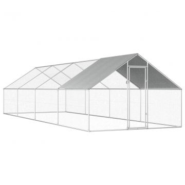 Птичарник на открито, 2,75x8x1,92 м, поцинкована стомана